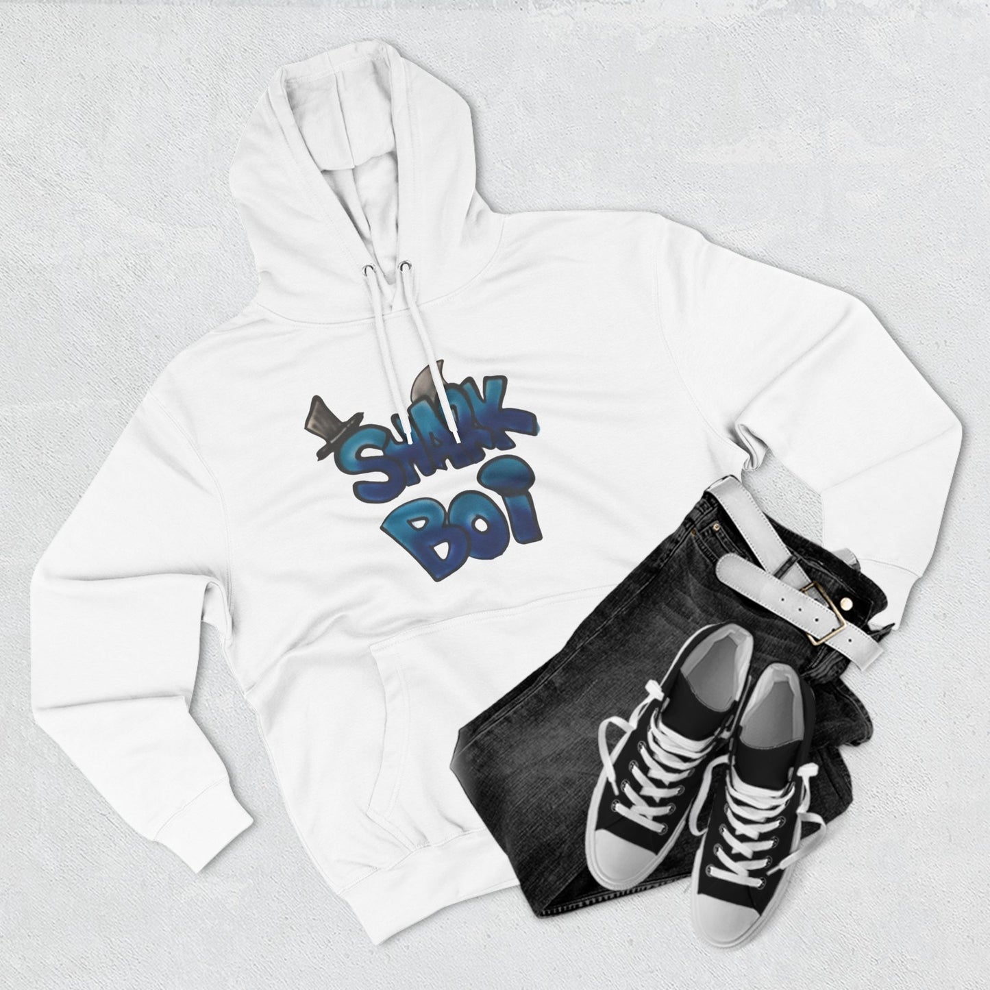 Sharkboi graffiti chunk Three-Panel Fleece Hoodie