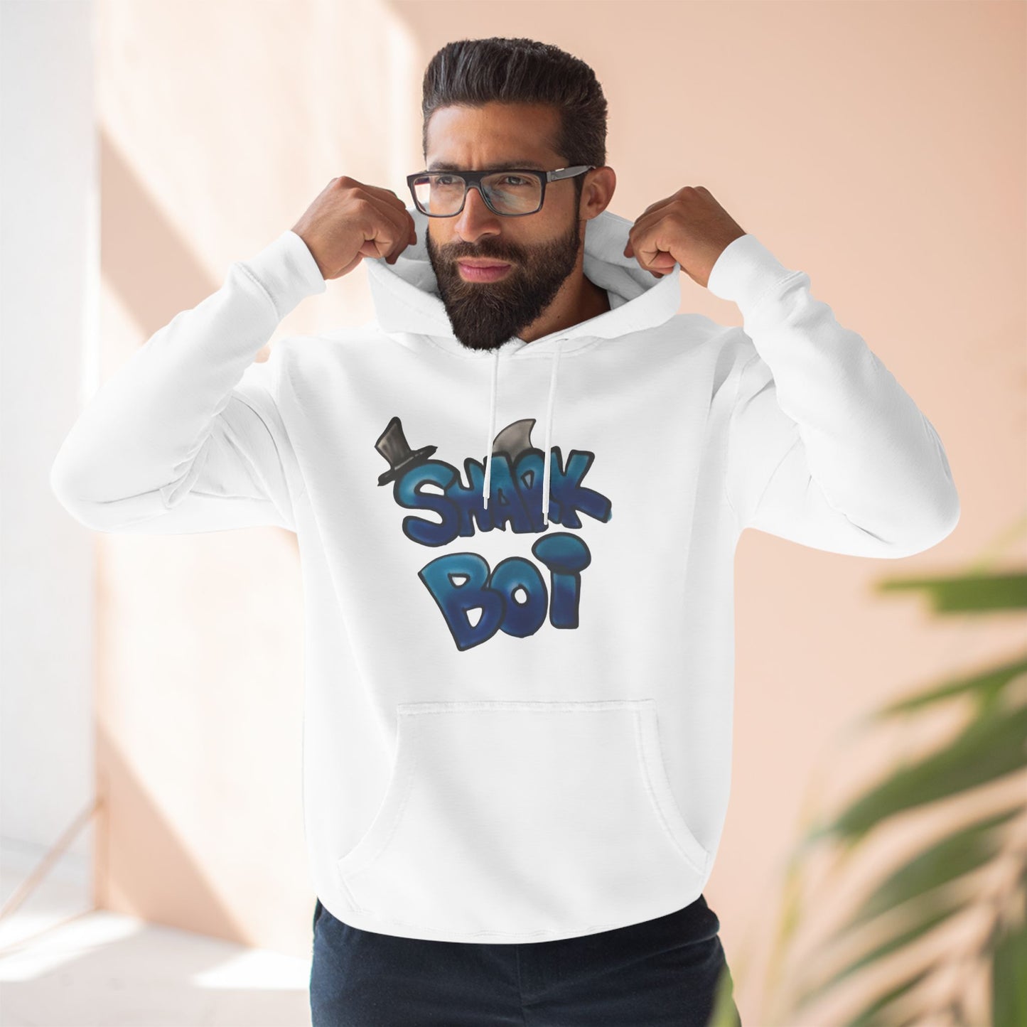 Sharkboi graffiti chunk Three-Panel Fleece Hoodie