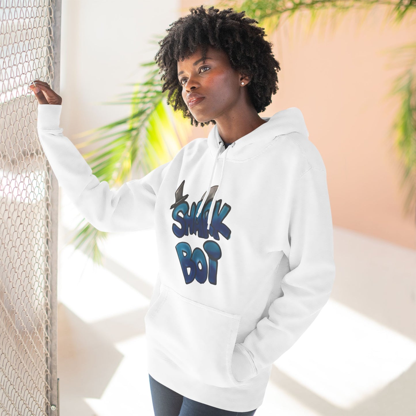 Sharkboi graffiti chunk Three-Panel Fleece Hoodie